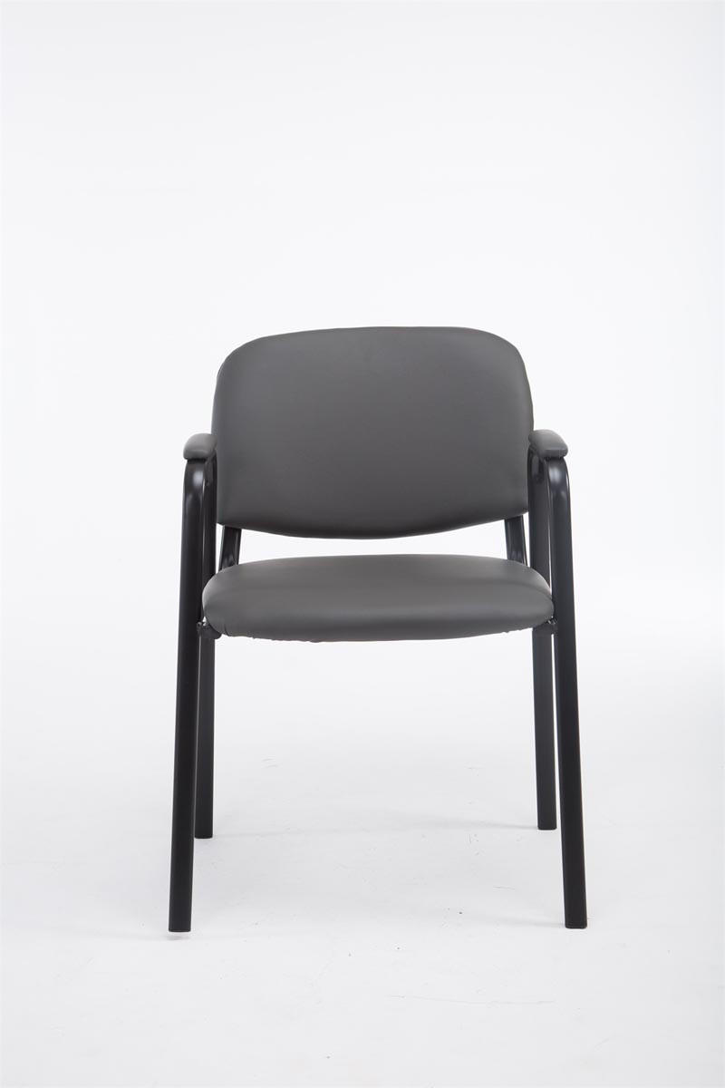 BESUCHERSTUHL Keen PRO, Kunstleder mit Armlehne - Gestell Schwarz / Bezug Grau - Schwarz/Grau, Textil/Metall (53/79/53cm) - TPFLiving