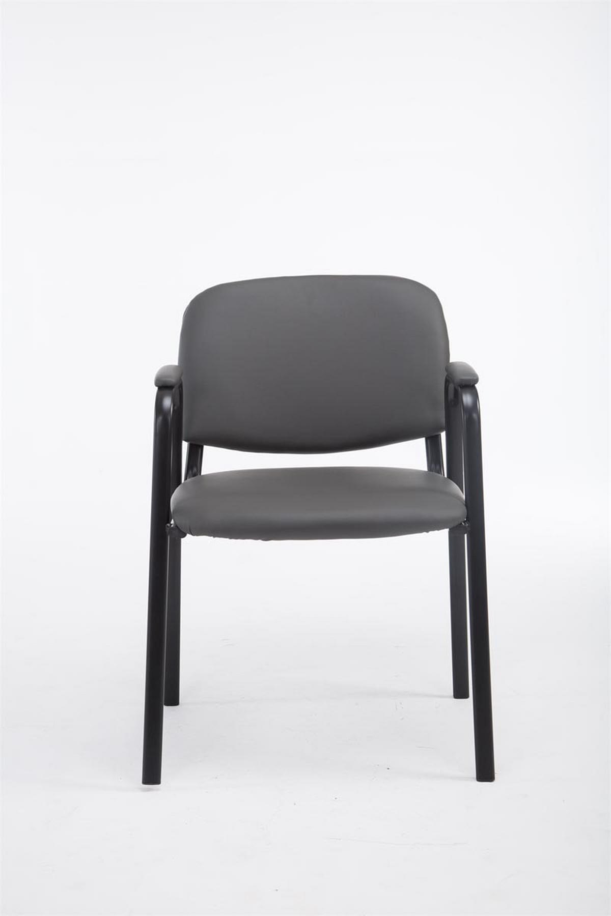 BESUCHERSTUHL Keen PRO, Kunstleder mit Armlehne - Gestell Schwarz / Bezug Grau - Schwarz/Grau, Textil/Metall (53/79/53cm) - TPFLiving