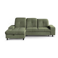 ECKSCHLAFSOFA Leon L Grün - Schwarz/Grün, Kunststoff/Textil (255/120cm) - Beautysofa