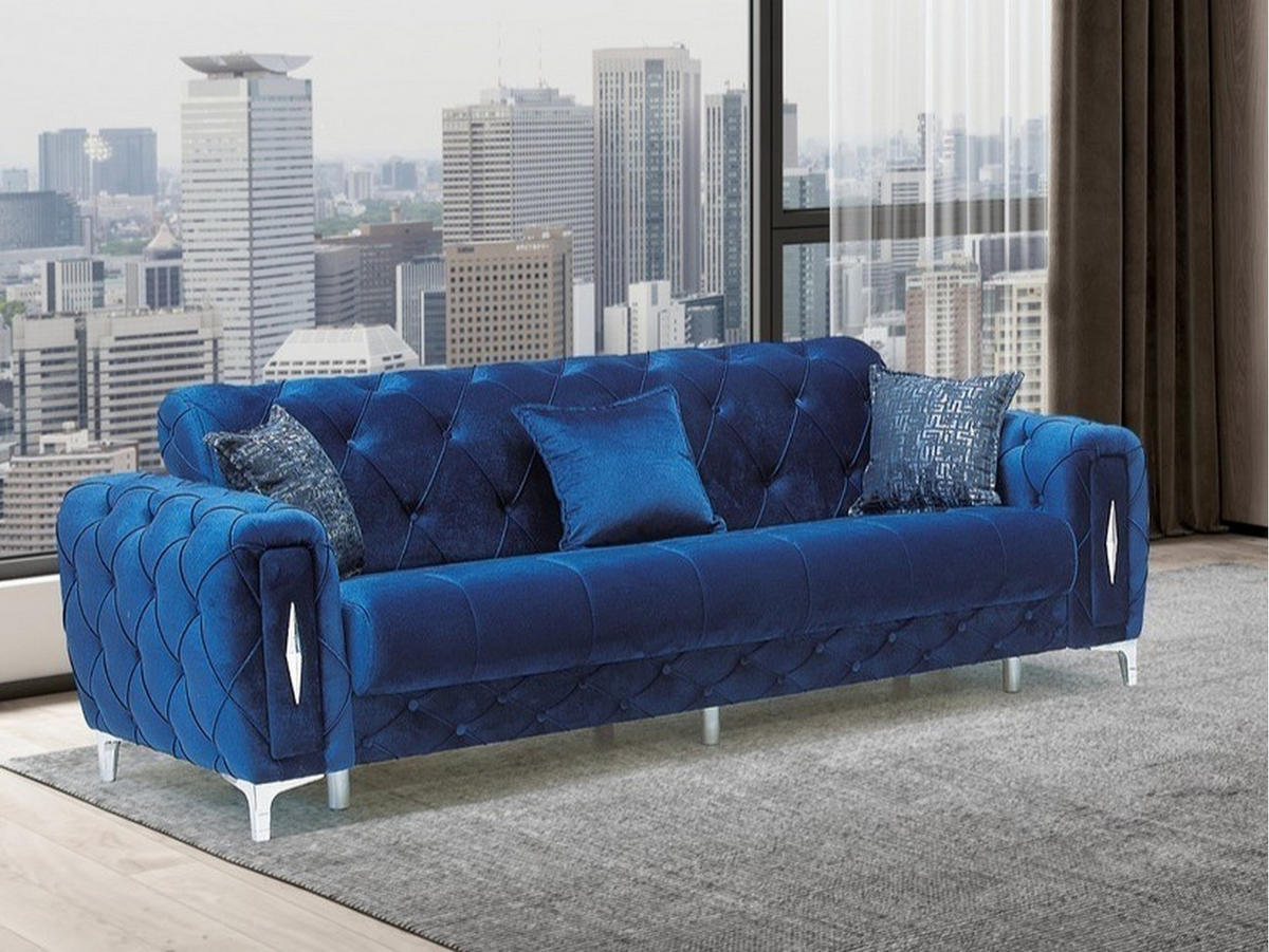 3-SITZER SOFA Patna Blau - Blau, Holzwerkstoff/Kunststoff (240/85/100cm)