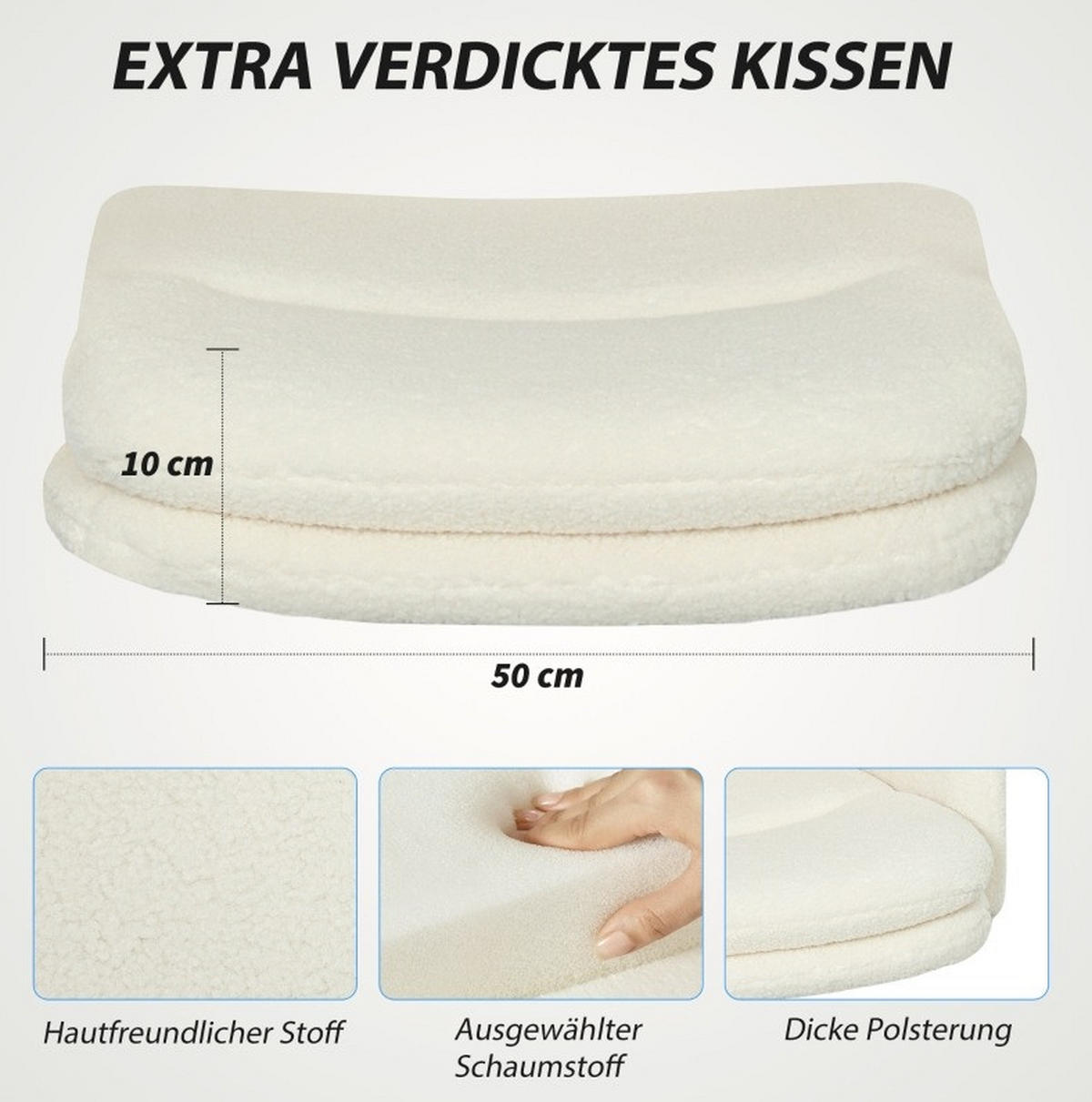 BÜROSTUHL in Cremeweiß 61,5x65x101 cm mit Kippfunktion, höhenverstellbar und drehbar - Creme, Textil (65/101/61.5cm) - IVMEU