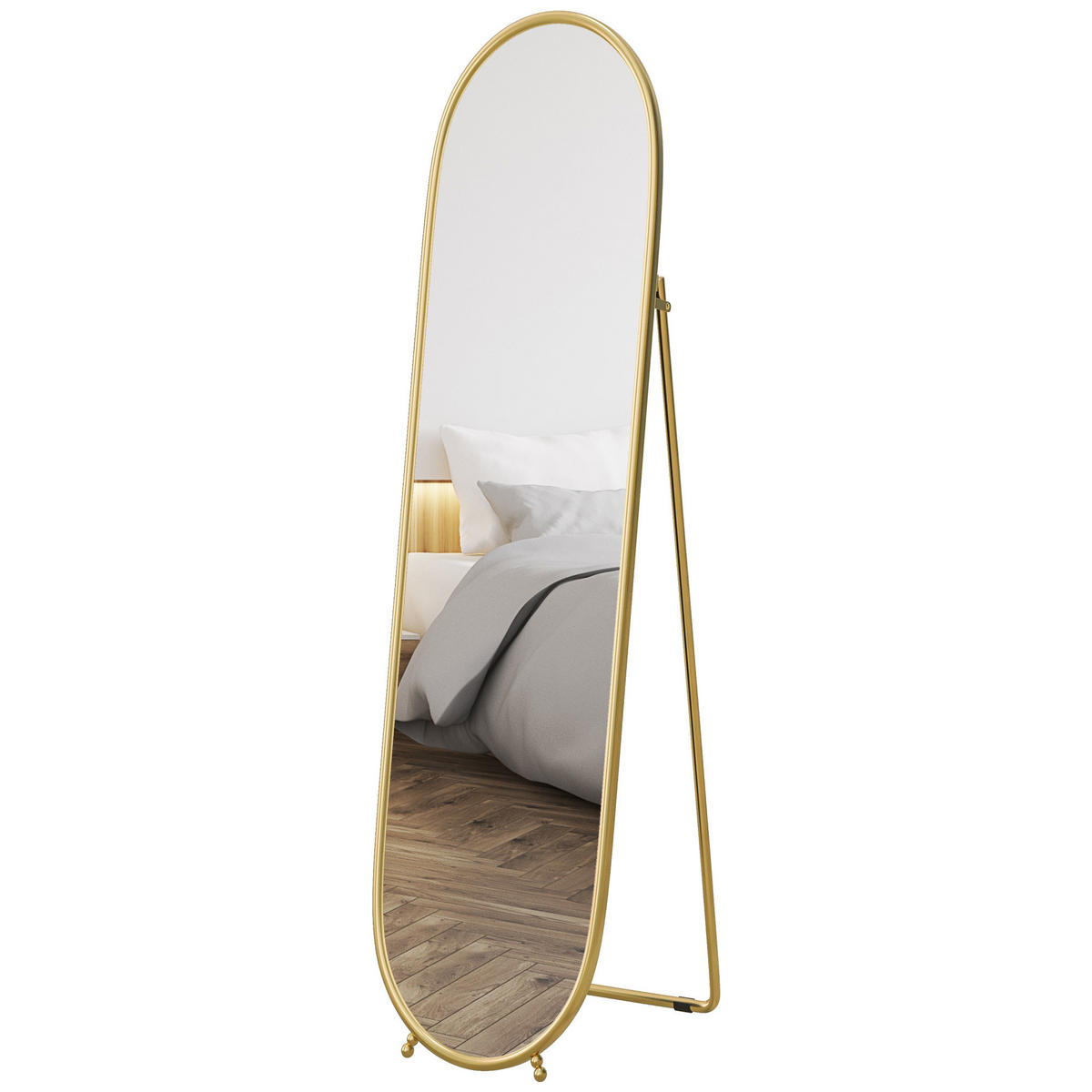 STANDSPIEGEL DE-09976 ovale Form, freistehend, Metallrahmen Gold - Goldfarben, Metall (40/160/4cm) - ComfortXL