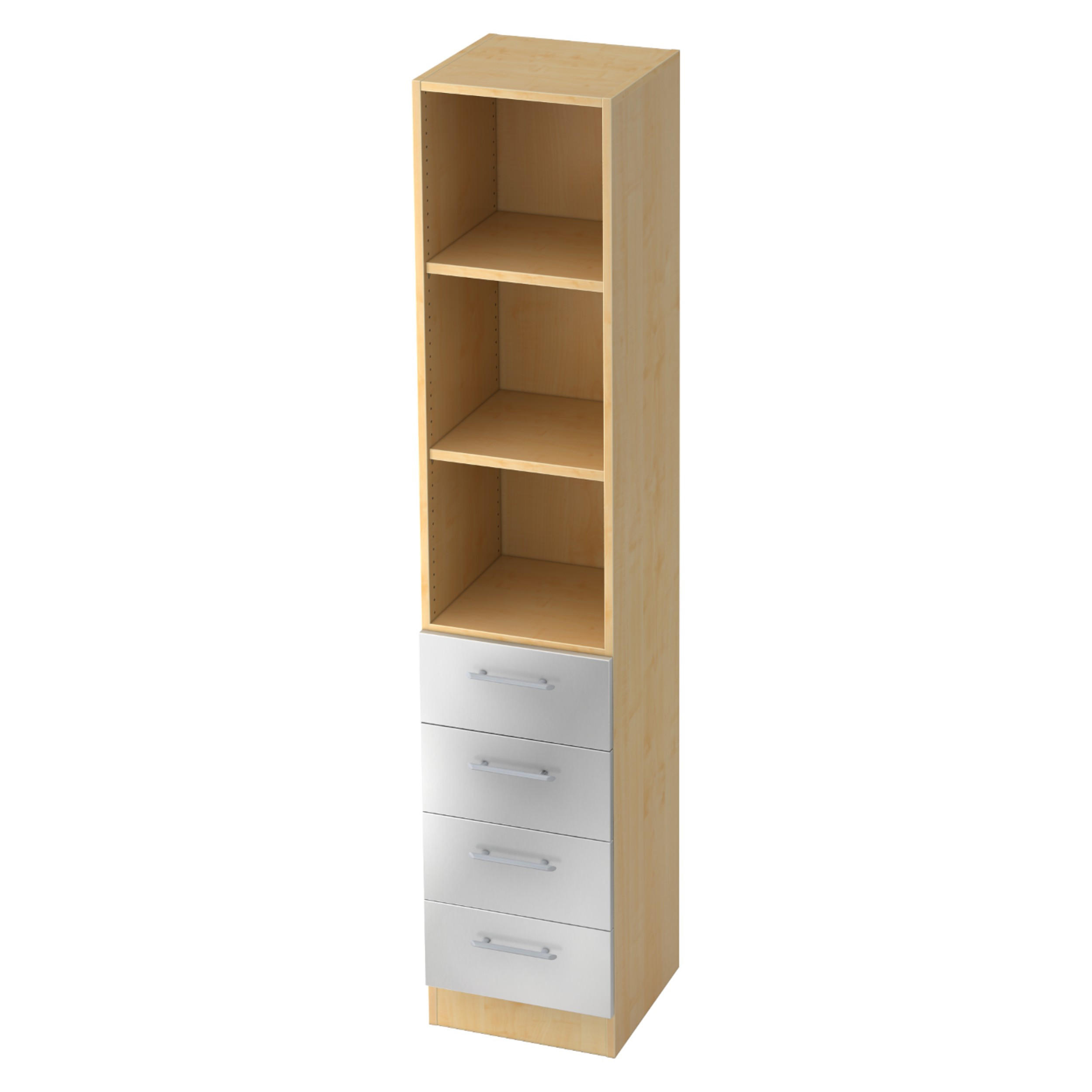bümö Schubladenschrank Ahorn, Silber 40.6x200.4x42 cm