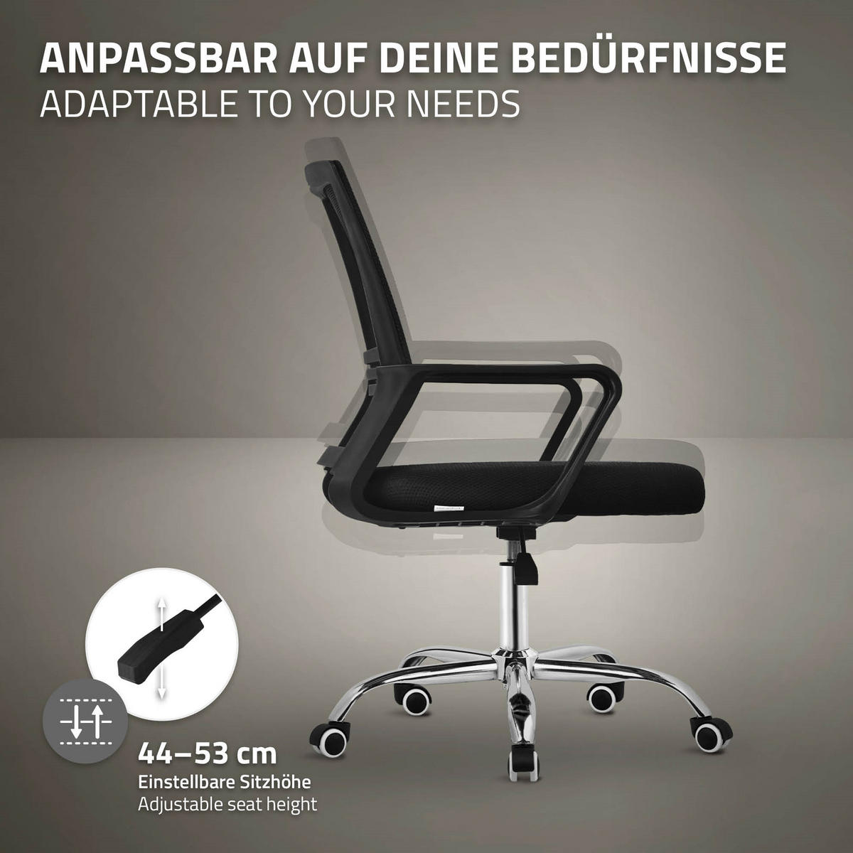 ERGONOMICKÁ kancelářská židle, černá, s síťovým opěradlem a ocelovou konstrukcí - černá/chromová, kov/textil (59/100/58cm) - ML-DESIGN