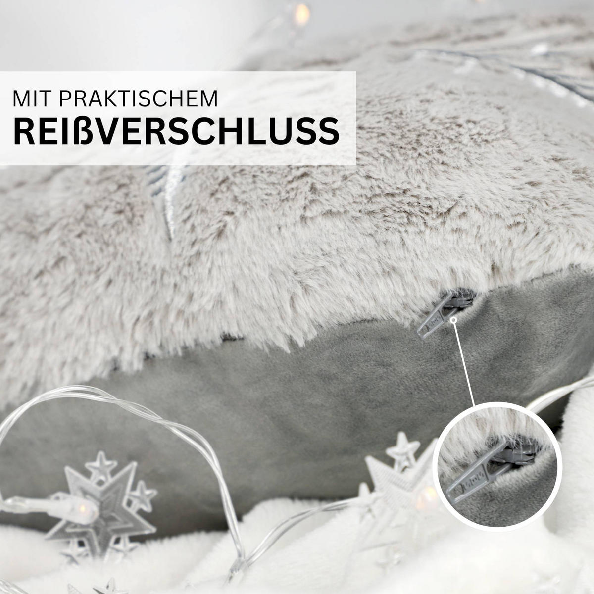 ZIERKISSENHÜLLE WEIHNACHTEN TOWN - Grau, Textil (60/40cm) - Esprit