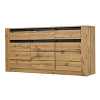 SIDEBOARD Wellenoptik 3 Schubladen 9 Fächer 135cm Naturholz - Naturfarben, Holzwerkstoff (135/70/35cm) - FLIEKS