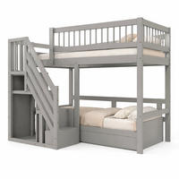 HOCHBETT 90/200 cm in Grau mit Stauraumtreppe und hoher Umrandung - Grau, Holz/Holzwerkstoff (90/200cm) - CHICFURN