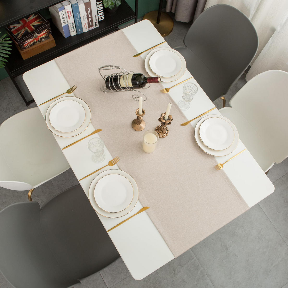 TISCHLÄUFER 40x180 cm Beige in Leinenoptik, Wasserabweisend, Waschbar, Moderne Tischdekoration - Beige, Textil (40/180cm) - SHOPENTRA