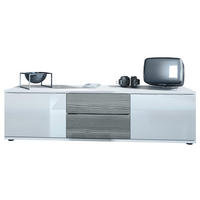 LOWBOARD Linio Avola-Anthrazit - Weiß Hochglanz/Anthrazit, Holzwerkstoff (138.5/37.5/35cm) - Vladon