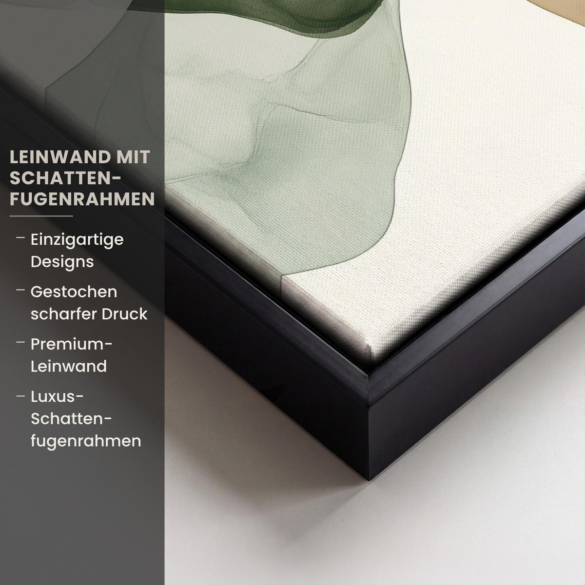LEINWAND Bilder mit Rahmen - Japandi - Abstrakt - Grün - 20x30 - Salbeigrün, Textil (20/30cm) - MuchoWow