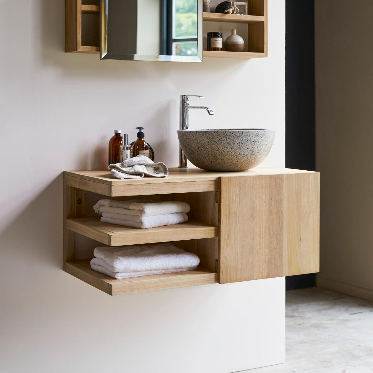 WASCHTISCHUNTERSCHRANK Typo Natur aus Teak - Naturfarben, Holz (90/40/50cm) - Tikamoon