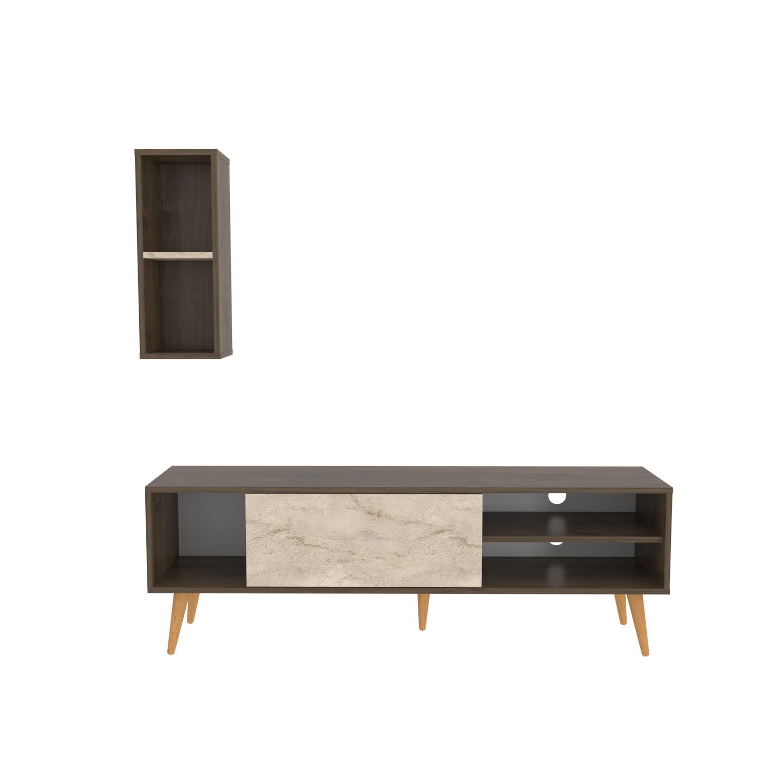 Decorotika Tv-Lowboard Braun, Beige 160x53.5x35 cm