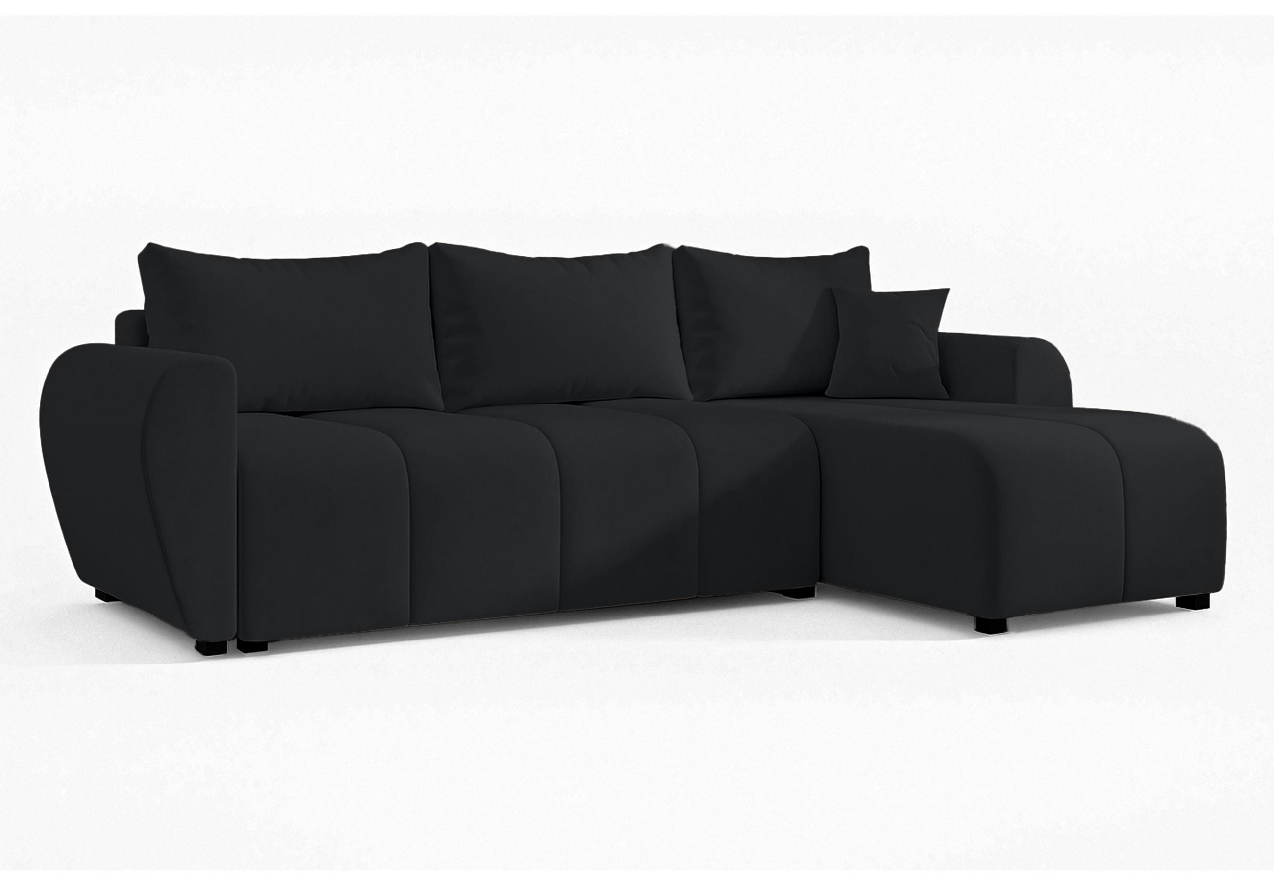 ECKSOFA L Form Malatya Schwarz 246/145/82 cm stilvolle mit Schlaffunktion R - Schwarz, Kunststoff/Textil (246/145cm) - AX Living