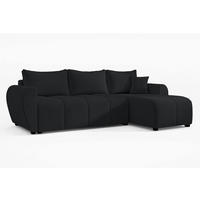 ECKSOFA L Form Malatya Schwarz 246/145/82 cm stilvolle mit Schlaffunktion R - Schwarz, Kunststoff/Textil (246/145cm) - AX Living