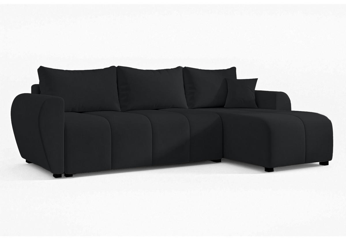 ECKSOFA L Form Malatya Schwarz 246/145/82 cm stilvolle mit Schlaffunktion R - Schwarz, Kunststoff/Textil (246/145cm) - AX Living