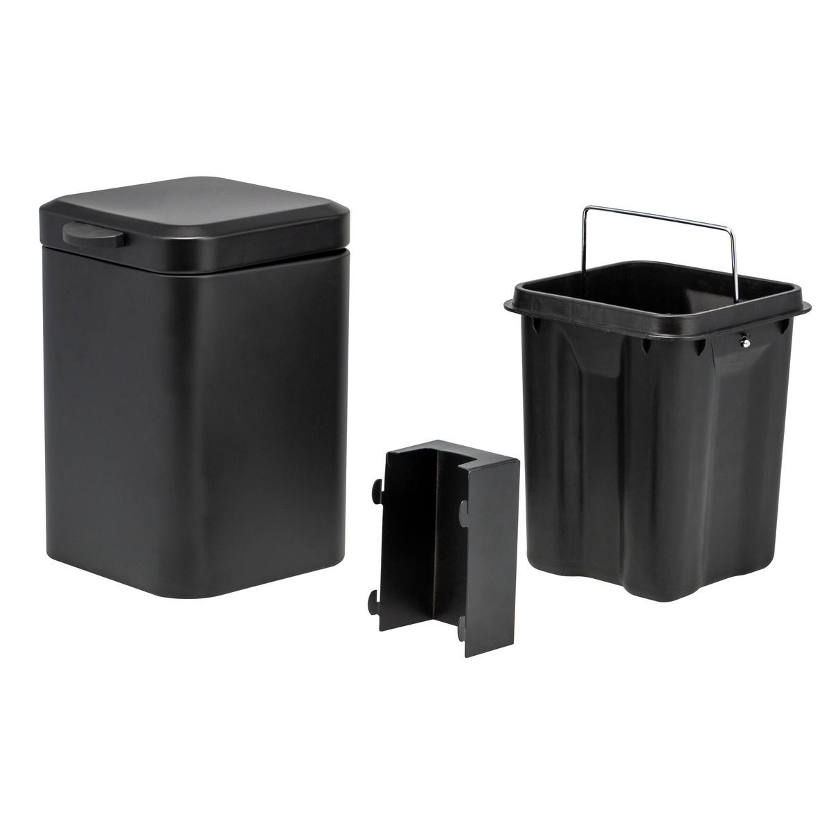 WAND-KOSMETIKEIMER 3 Liter, schwarz - Schwarz, Metall (16/24/23cm) - bremermann