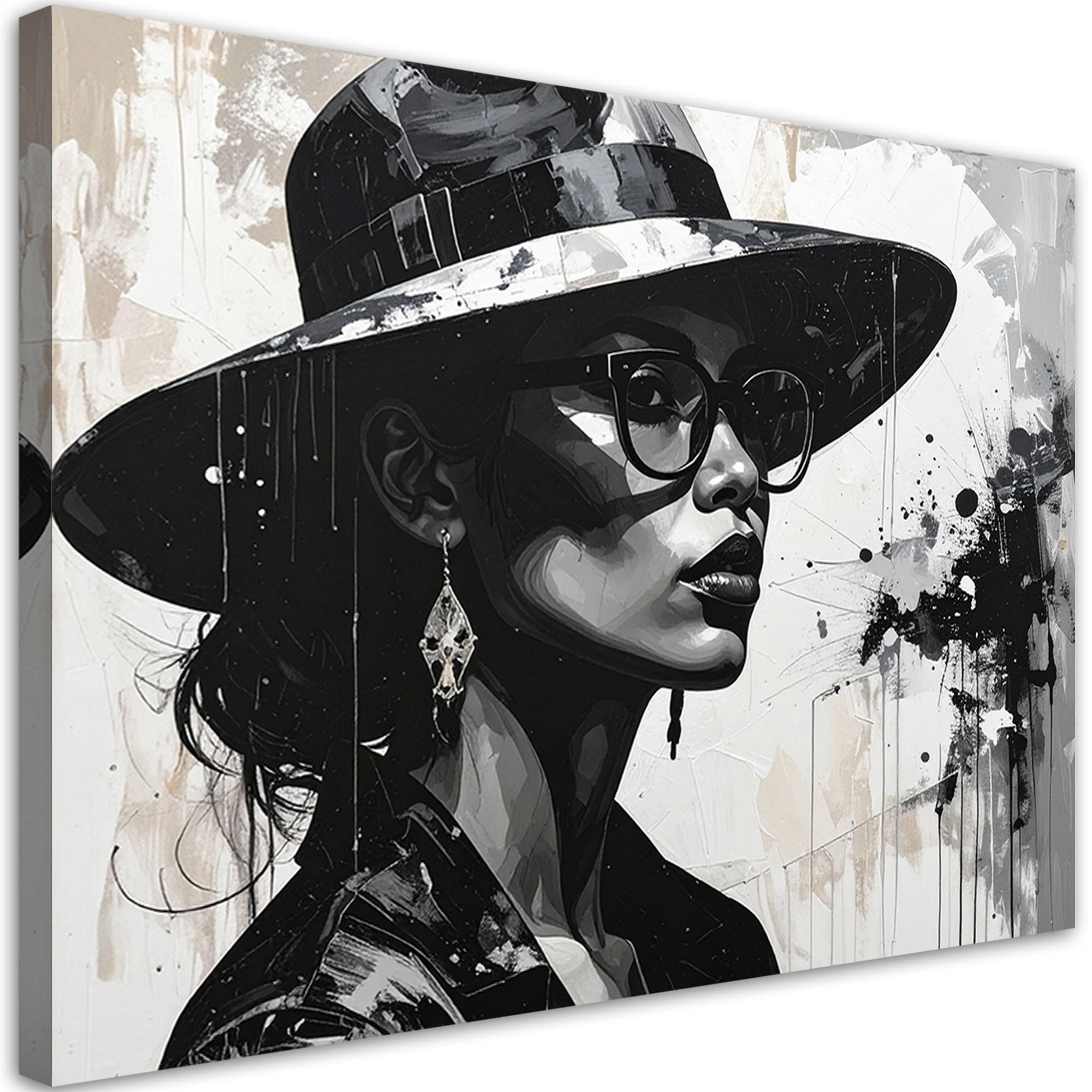 Feeby Leinwandbild, Schwarz 90x60 cm