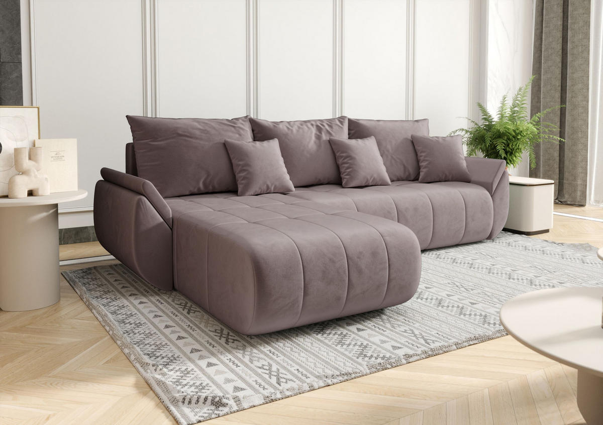 ECKSOFA mit Schlaffunktion TOKYO R Monolith 62 Rechts - Hellbraun, Textil (280/185cm) - Bedante