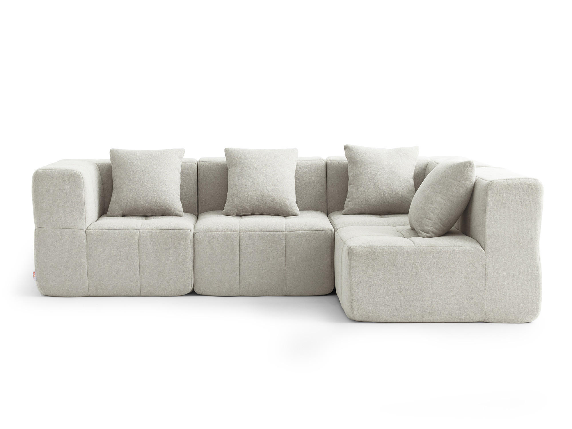 ECKSOFA Bouclé-Stoff Cremebeige - Beige, Textil (260/175cm) - MILYsofa