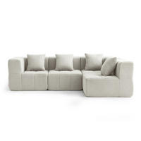 ECKSOFA Bouclé-Stoff Cremebeige - Beige, Textil (260/175cm) - MILYsofa