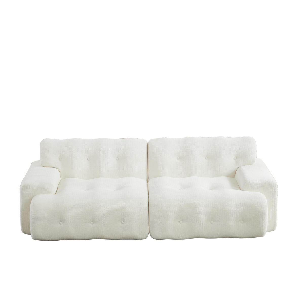SOFA Zweisitzer modular 224 x 104 cm Chenille Beige - Weiß, Holzwerkstoff (104/66/224cm) - Meubliv