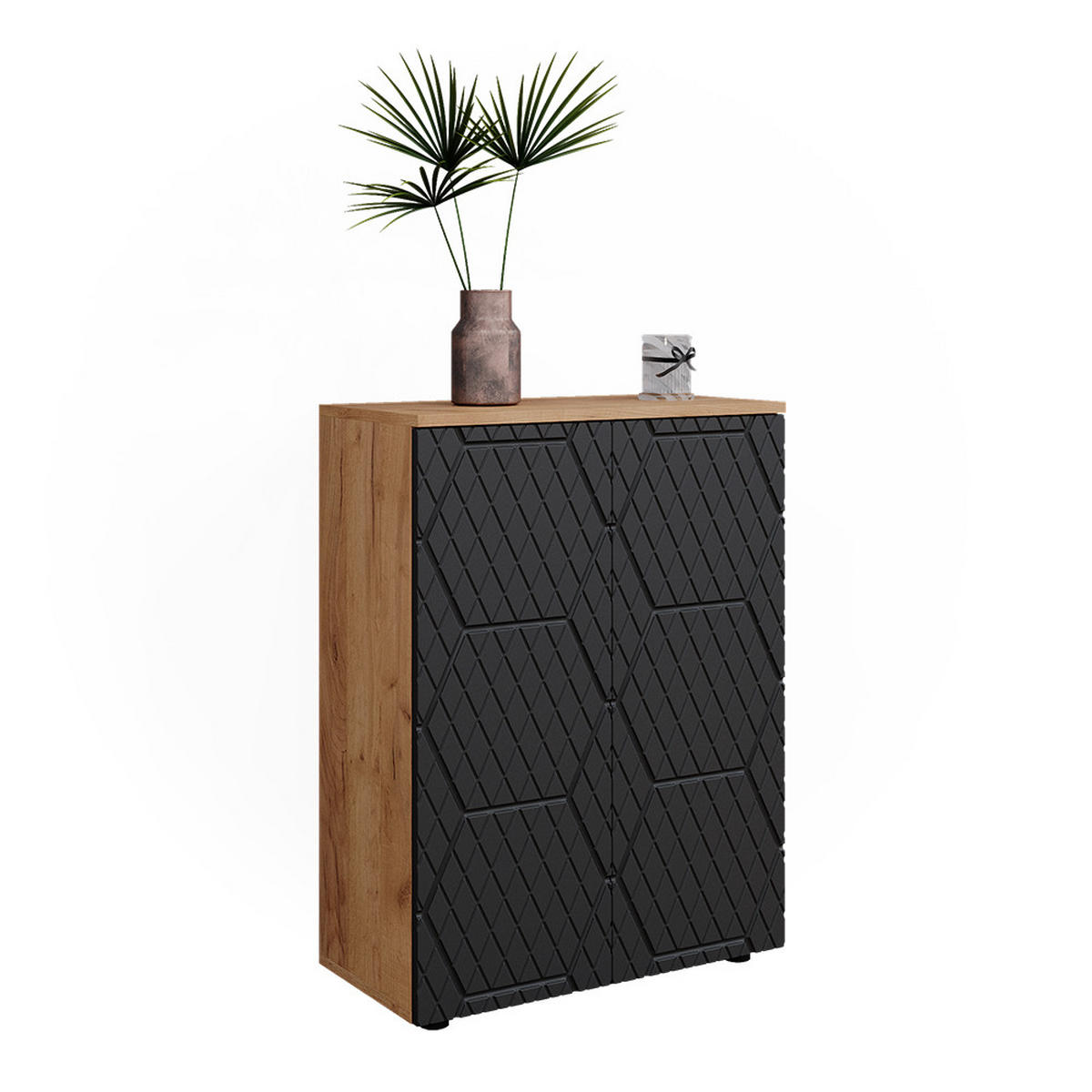 MIDISCHRANK Irma Anthrazit gestreift 60 x 81 cm - Anthrazit, Holzwerkstoff (60/81/30cm) - Vicco