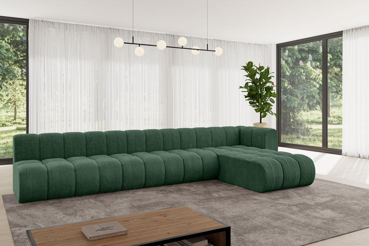 ECKSOFA modulares Sofa Darnel-L3 - 387x177x70 cm Grün - Grün, Holzwerkstoff/Textil (387/177cm) - ALTDECOR