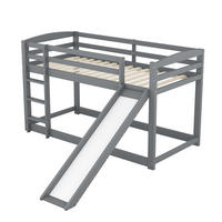 ETAGENBETT Kinder 90x200 cm Grau mit Rutsche - Weiß, Holz (90/200cm) - ComfortXL