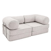 SOFA SURB Duo 100 Schlafsofa 2-Sitzer Beige 200/100 cm - Chromfarben/Beige, Textil/Metall (200/70/100cm) - SURB