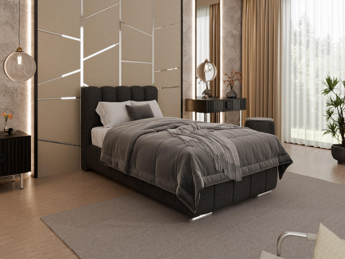 POLSTERBETT Zaira 90x200cm – Elegantes Polsterbett für modernen Wohnstil , ohne matratze, schwarz - Schwarz, Holz (90/200cm) - Panda Möbel