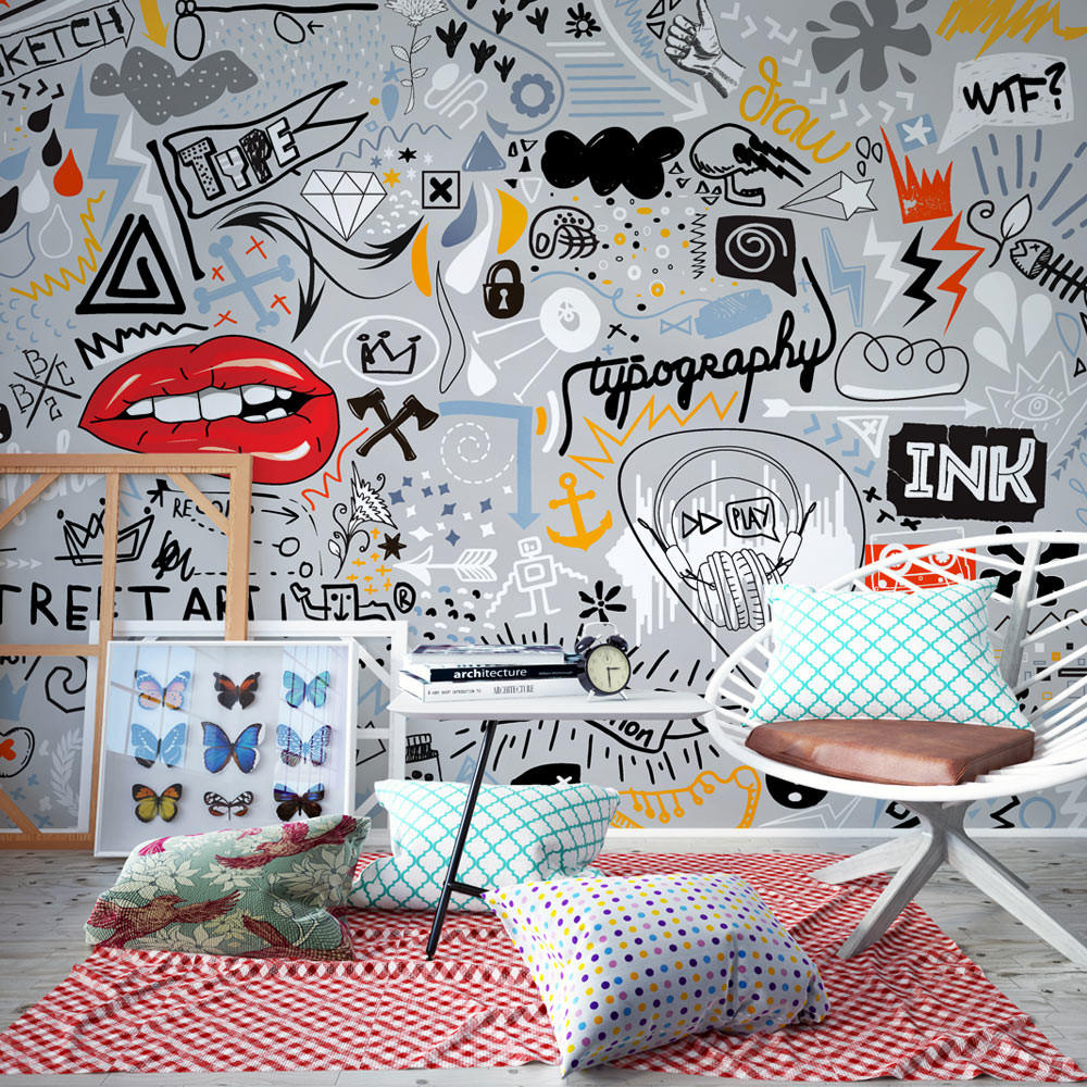 VLIESTAPETE Bunt 250/175 cm - Multicolor/Grau, Textil (250/1cm) - KUNSTLOFT