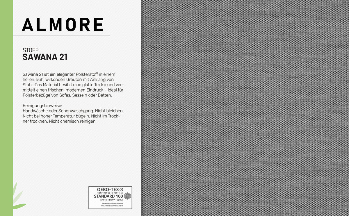 POLSTERBETT ALMORE 160x200cm Elegantes Polsterbett für modernen Wohnstil , 7-Zonen-Taschenfederkernmatratze CIRA (24 cm), hellgrau-2 - Blaugrau, Holz (160/200cm) - Panda Möbel