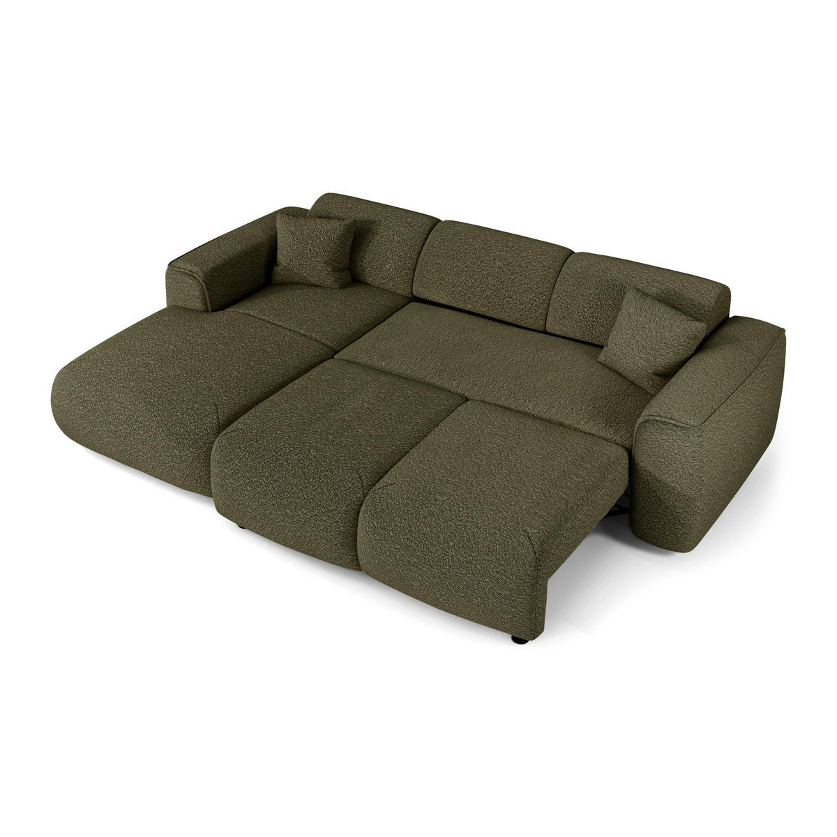 ECKSCHLAFSOFA Bouclé-Stoff Olivgrün 283cm - Olivgrün, Textil (283/180cm) - Sia Home