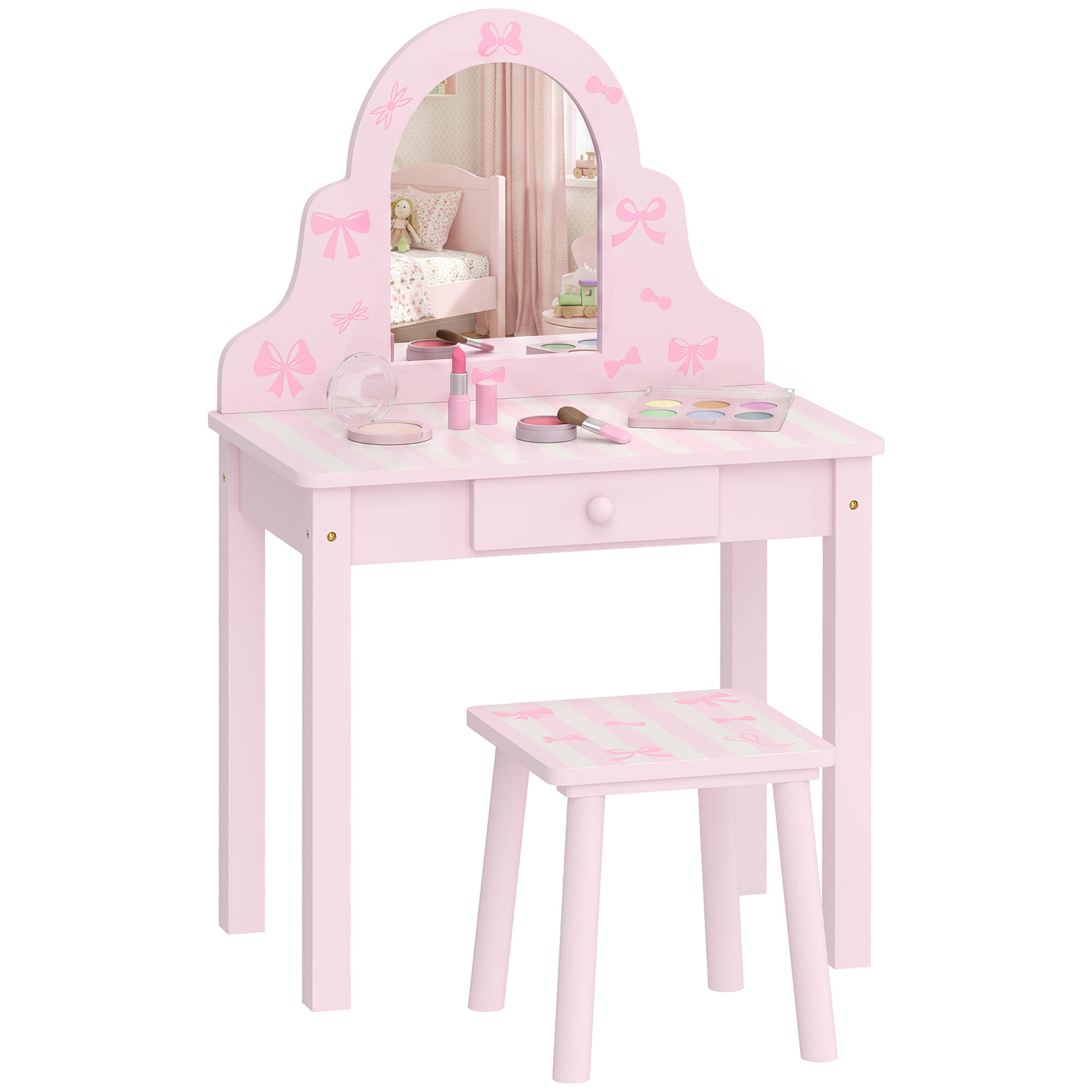 SCHMINKTISCH mit Schubladen Rosa 34.0/55.0/82.0 cm - Pink, Holzwerkstoff (55/82/34cm)