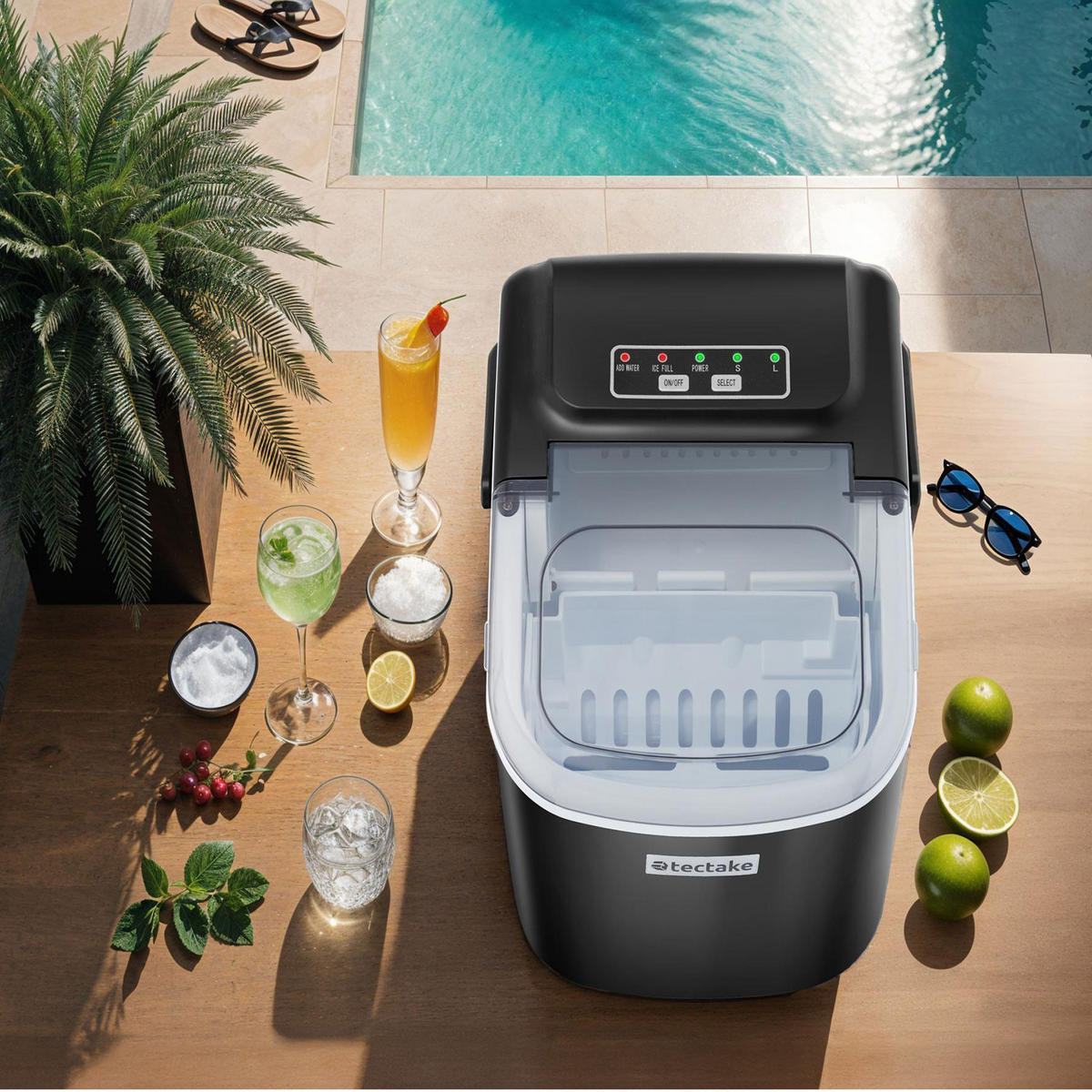 EISWÜRFELMASCHINE Arctic, inklusive Eiskorb und Eisschaufel, schwarz - Schwarz, Metall (24/29/30cm) - tectake