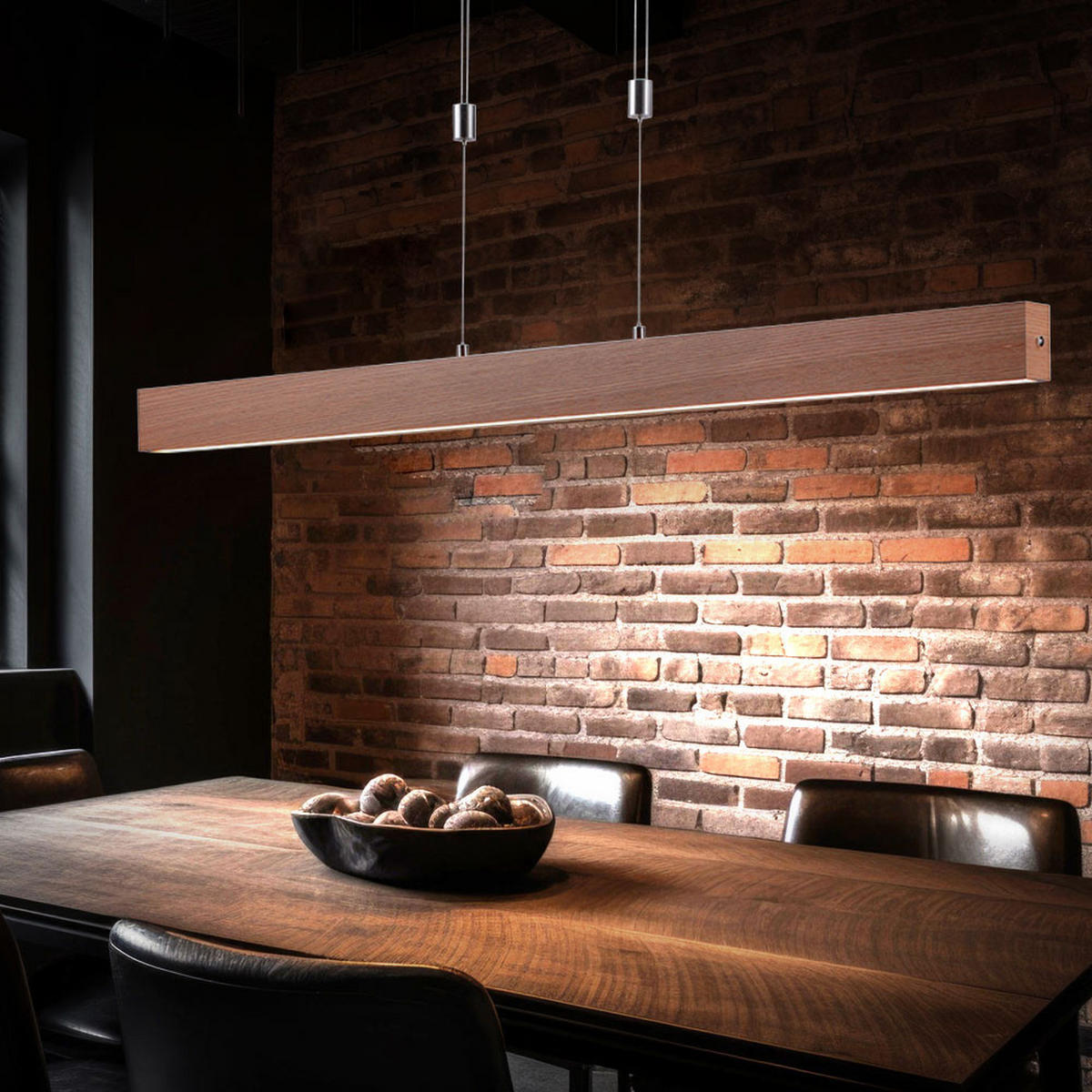 LED HÄNGELEUCHTE Holzoptik Braun - Braun, Metall (110/5/160cm)