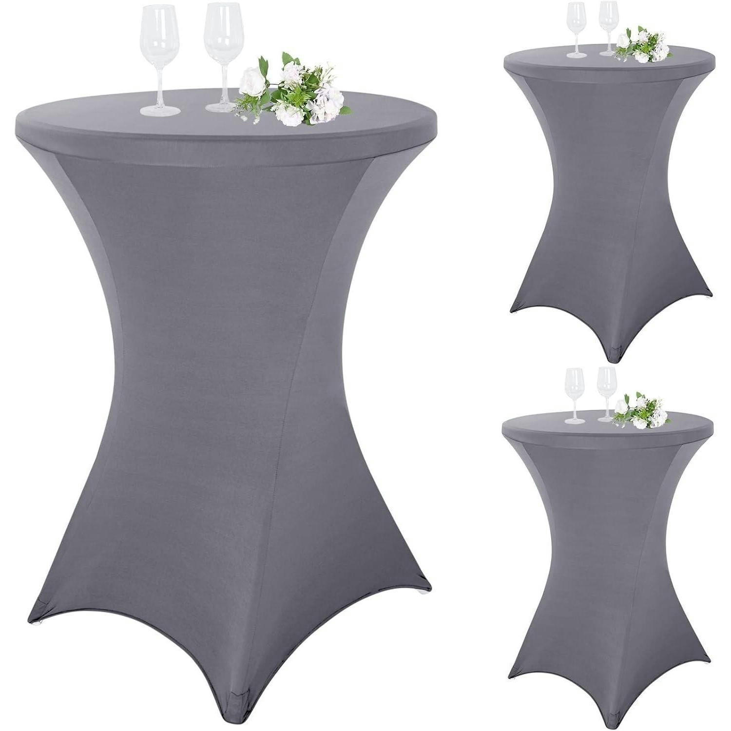 STEHTISCHHUSSE 3er-Set Hellgrau Ø 80-85 cm - Grau, Textil (80/110cm)