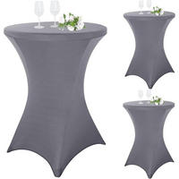 STEHTISCHHUSSE 3er-Set Hellgrau Ø 80-85 cm - Grau, Textil (80/110cm)