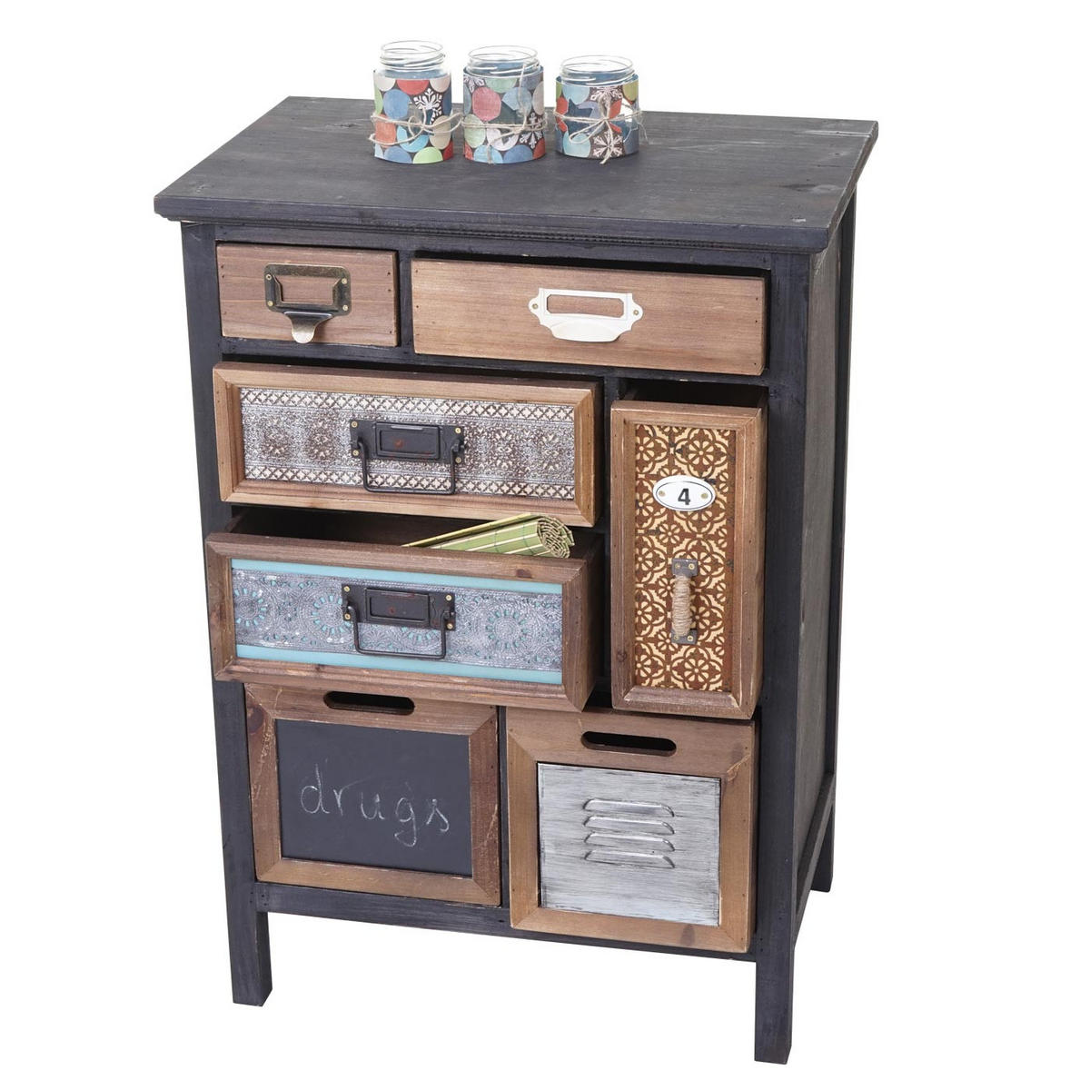 APOTHEKER-SCHRANK Multicolor - Multicolor, Holz (55/78/35cm) - MCW