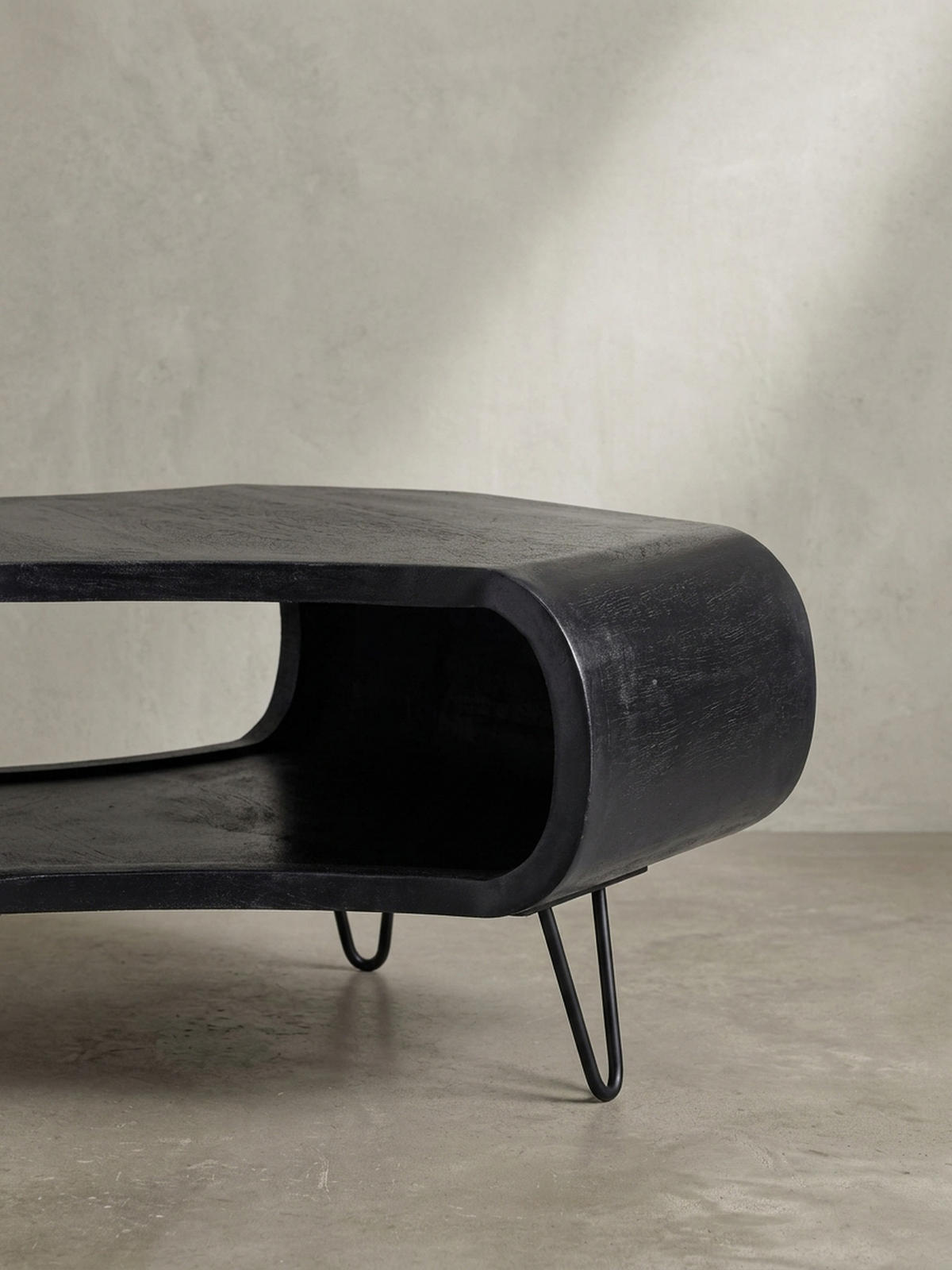 COUCHTISCH Schwarz Massivholz Mango mit Stauraum 60x60x35 cm Haarnadelbeine - Schwarz, Holz/Metall (60/60/35cm) - KADIMA DESIGN