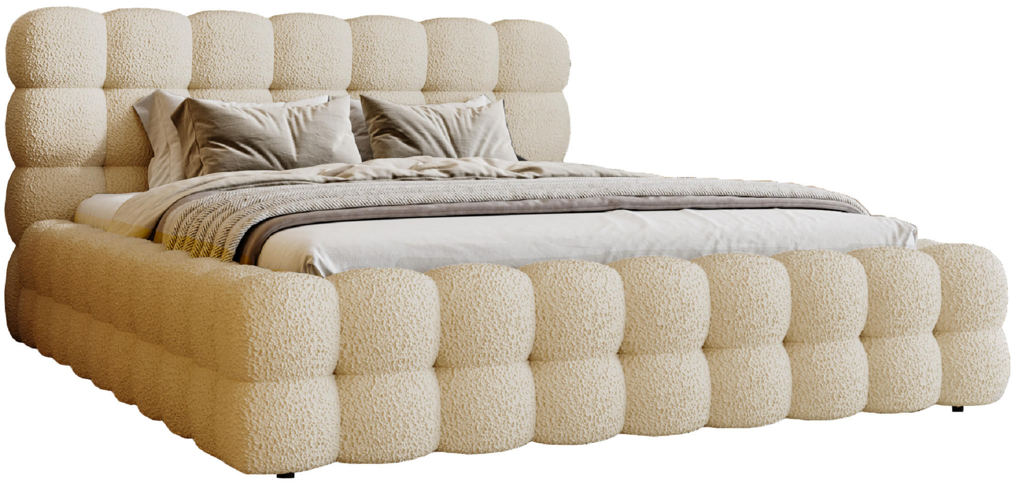 POLSTERBETT 180x200 cm Parlas Bis, Bettkasten, Lattenrost, Boucle, Beige - Beige, Holz/Textil (180/200cm) - Emporius