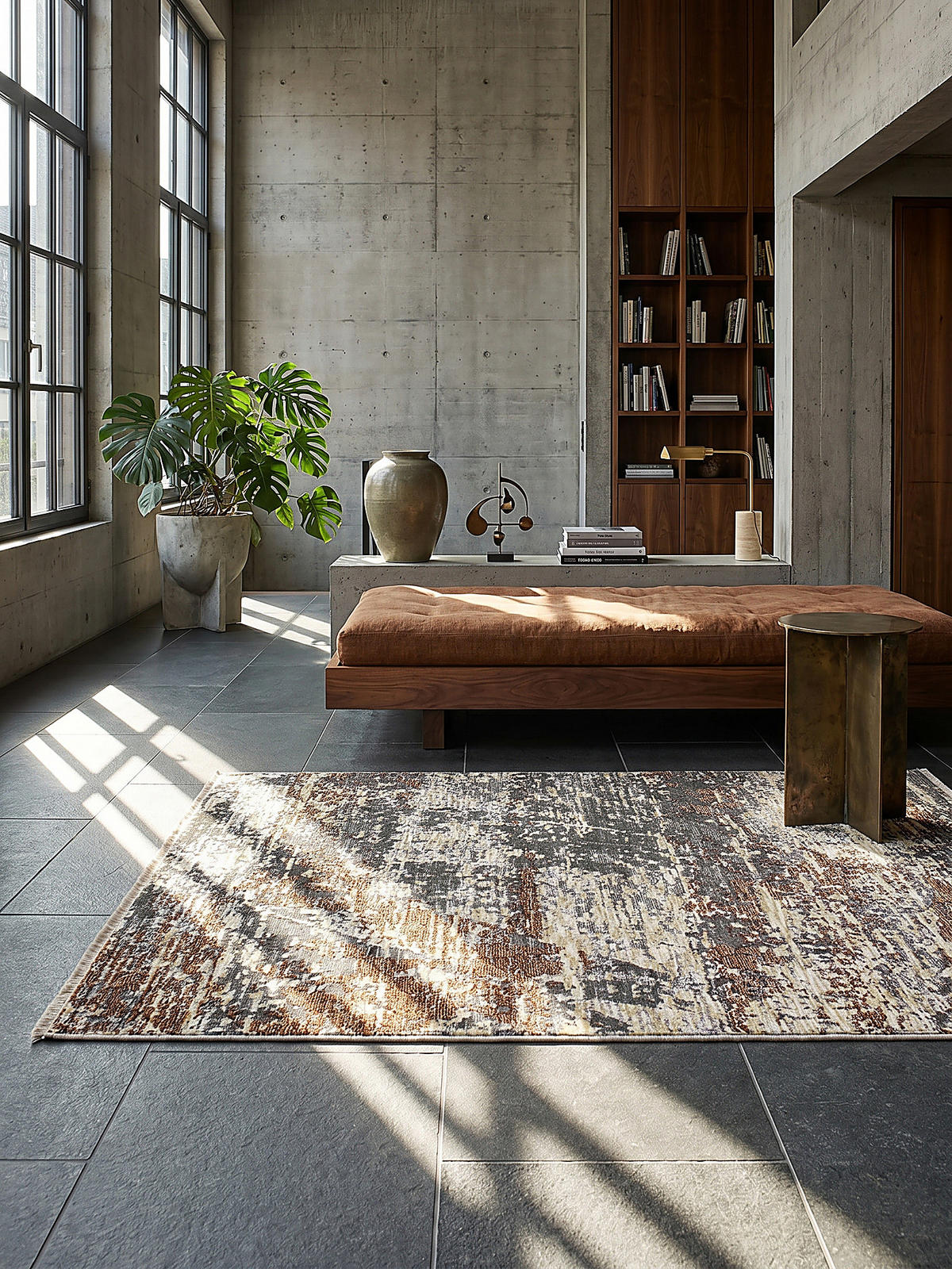 TEPPICH Kurzflor Modern Abstrakte Motive, Wohnzimmer Erdtöne Rechteckig 160x230 - Braun, Textil (160/230cm) - KADIMA DESIGN