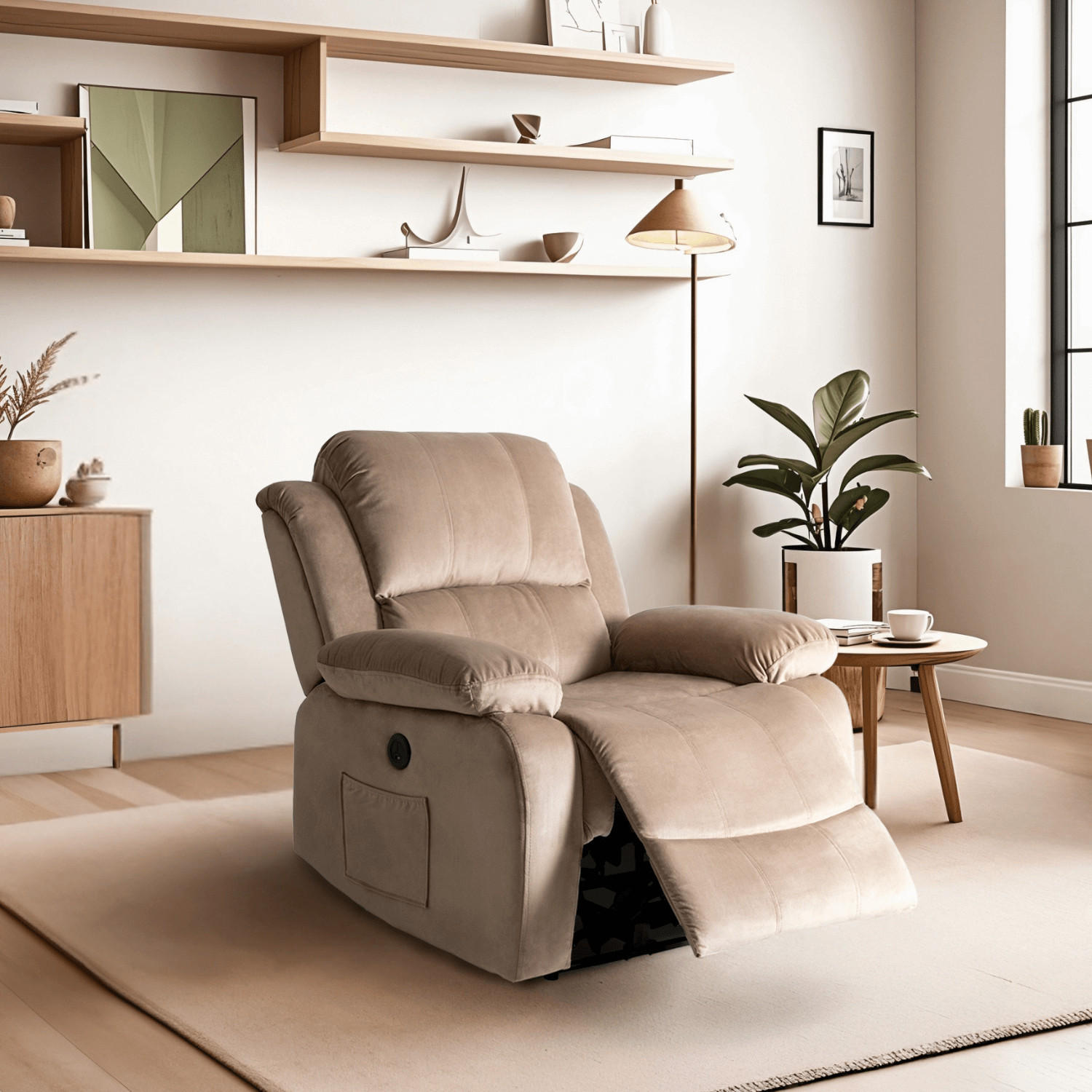 RELAXSESSEL ARON fürs Wohnzimmer Beige - Beige, Holz/Textil (83/101/88cm) - makarowski meble