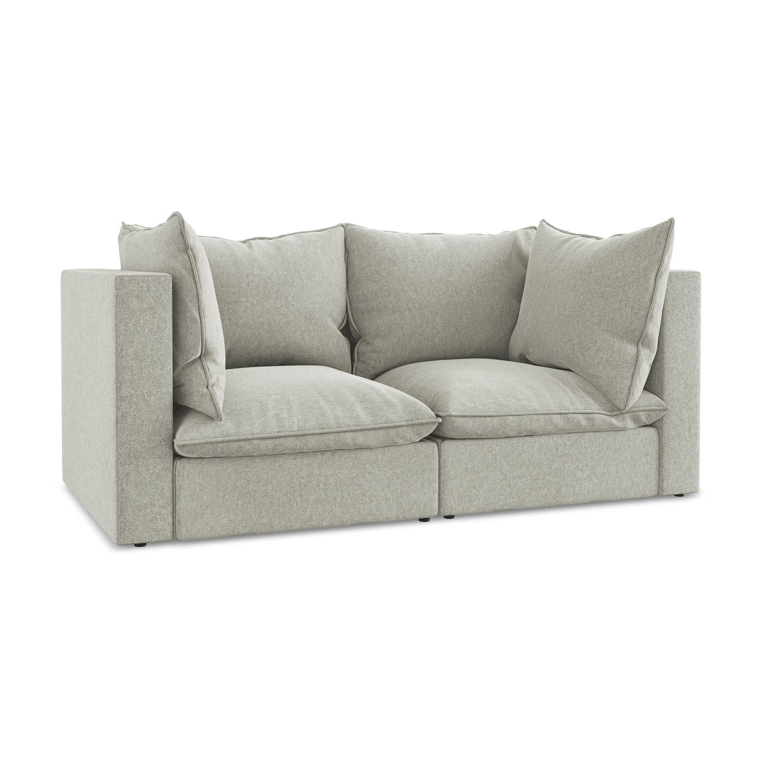 2-SITZER SOFA Samt Stoff Grau - Hellgrau/Schwarz, Holzwerkstoff/Kunststoff (180/77/90cm) - LaMiaSofa