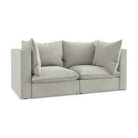 2-SITZER SOFA Samt Stoff Grau - Hellgrau/Schwarz, Holzwerkstoff/Kunststoff (180/77/90cm) - LaMiaSofa