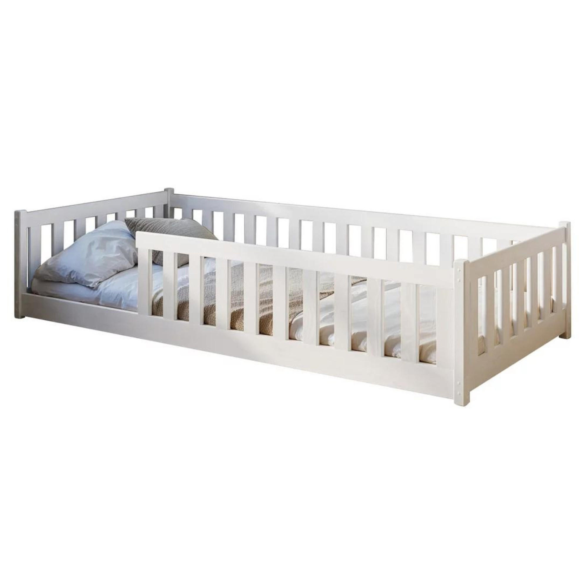 BODENBETT 90x200 cm mit Matratze in weiß - Weiß, Holz (90/200cm) - Kids Collective