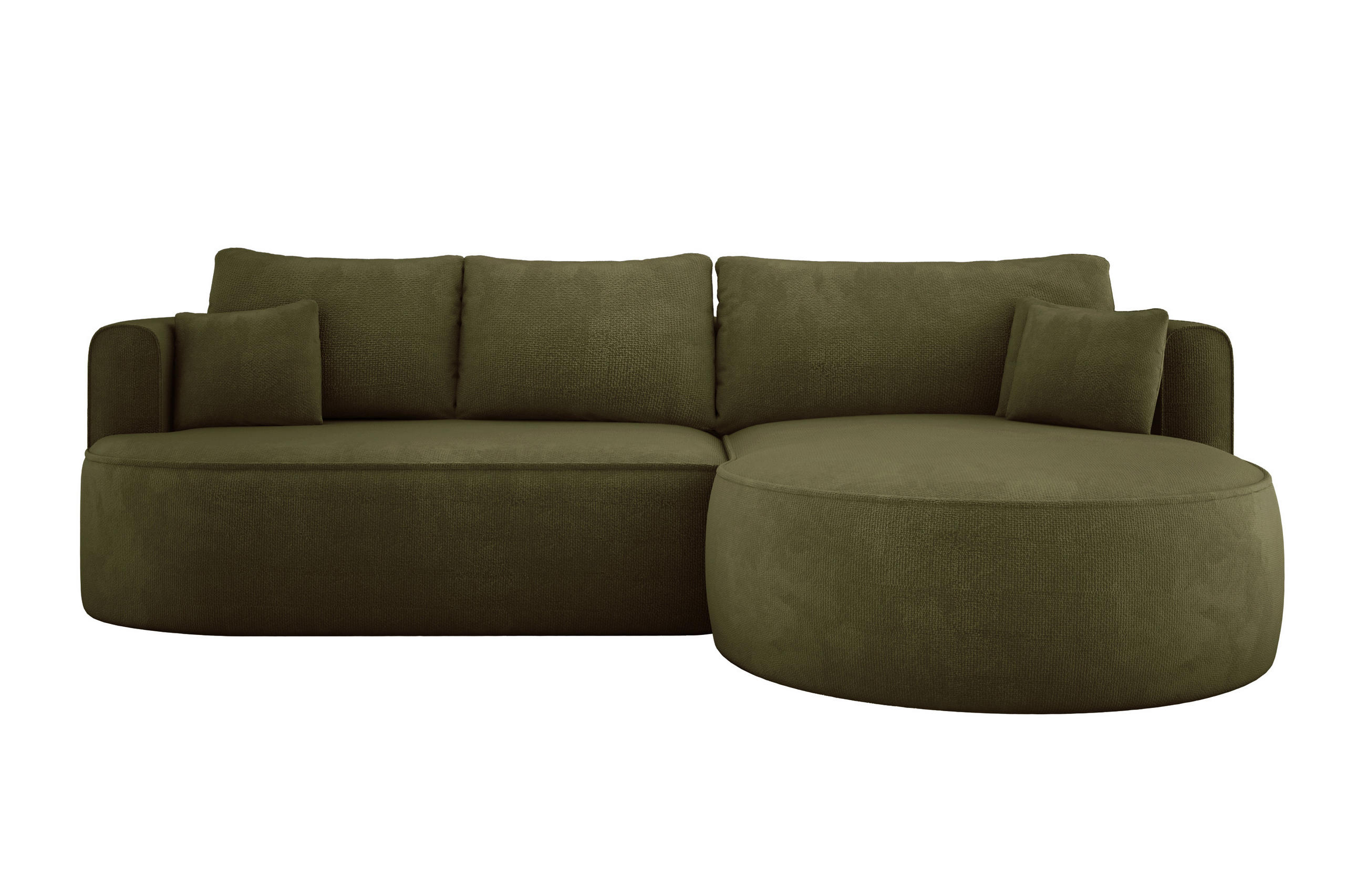 ECKSOFA FIORE-L Moderne Ausziehbare Schlaf-Funktion, automatischer Auffaltung, lose Rückenkissen freistehend RECHTS 284x183x82 cm cm Green - Grün, Holz/Textil (284/183cm) - DomoHome