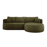 ECKSOFA FIORE-L Moderne Ausziehbare Schlaf-Funktion, automatischer Auffaltung, lose Rückenkissen freistehend RECHTS 284x183x82 cm cm Green - Grün, Holz/Textil (284/183cm) - DomoHome