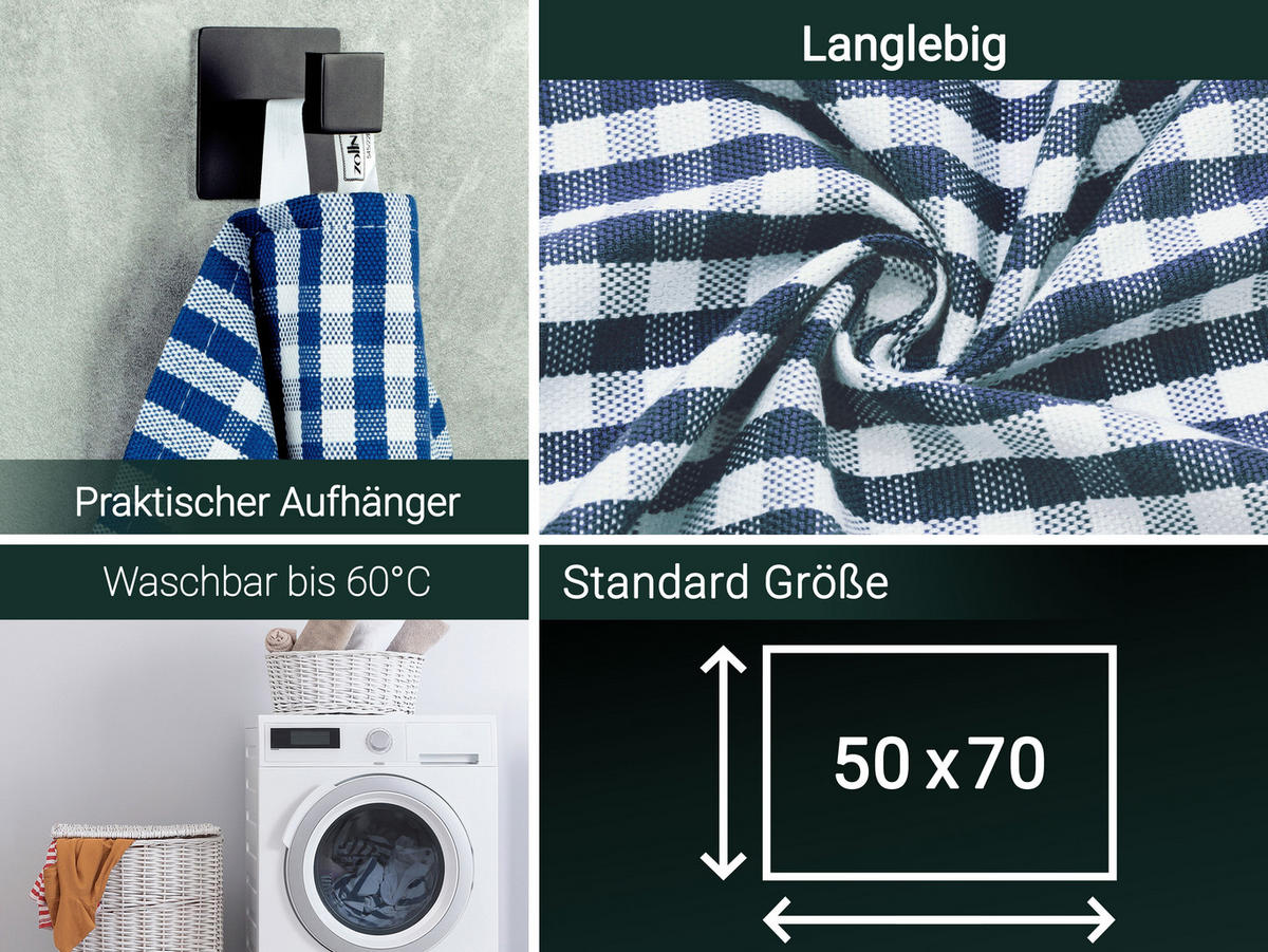 GESCHIRRTÜCHER, 5er-Set, 50x70 cm, 100% Baumwolle, Blau - Blau, Textil (50/70cm) - Zollner