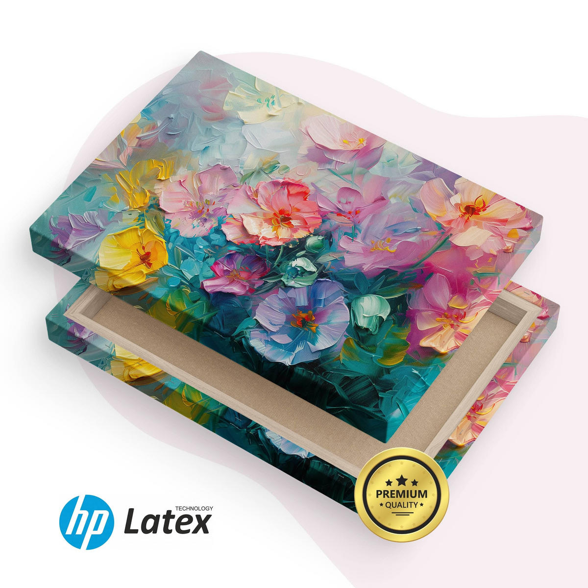 LEINWANDBILD Feldblumen Abstraktion 120/80 cm - Türkis/Blau, Textil (120/80cm) - Muralo